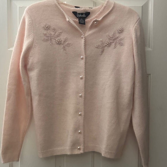 New Baby Pink Embroidered Angora blend Sweater Set - Picture 6 of 12
